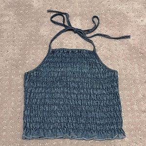 American Eagle navy blue halter ribbed tank top.